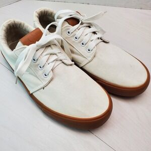 Daily Shoes Mens Canvas Sneakers White Lace Up Casual Low Top Gum Sole Size 10